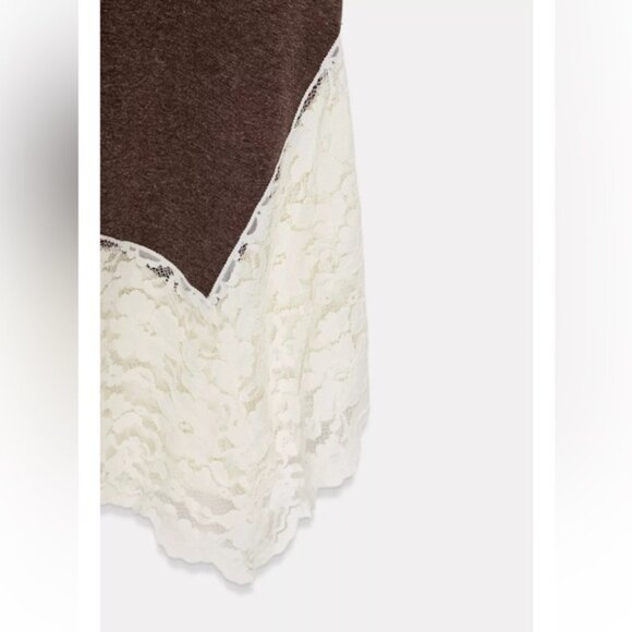 Zara LONG COMBINATION LACE DRESS - Picture 3 of 7